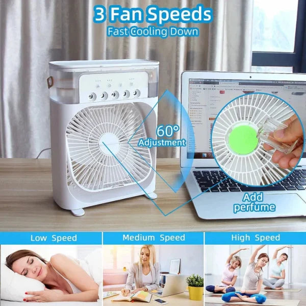 10 Inche Portable Air Conditioner Fan: Usb Electric Fan With Led Night Light and Mist Water