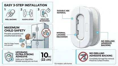 Universal Secure Lock for Fridge, Cabinets & Drawers | Free Cash on delivery available