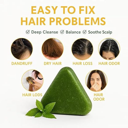 Nature Triangle Shampoo Bar Green Soap 80g | Controls Oil & Dandruff | Strengthens Hair & Reduces Frizz | FREE CASH ON DELIVERY