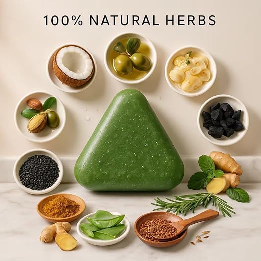 Nature Triangle Shampoo Bar Green Soap 80g | Controls Oil & Dandruff | Strengthens Hair & Reduces Frizz | FREE CASH ON DELIVERY